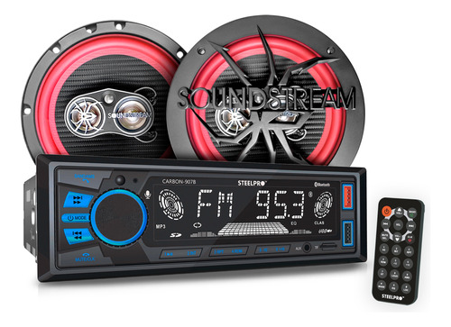 Kit Autoestéreo Steelpro Bluetooth + Bocinas 6.5 Soundstream