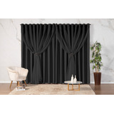 Cortina Alto Padrão Blecaute Com Voil Luxo It2,70x2,40 Cor Preto