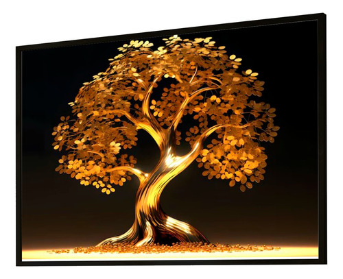 Quadro Decorativo Árvore Da Vida Dourada Gold 63x93 Vidro