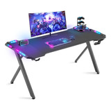 Escritorio Para Juegos Con Luces Led, Mesa De Computadora Rg