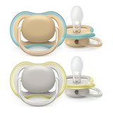 Chupete Silicona X2 Ultra Air Liso 0-6m Philips Avent Color Blanco Y Crema Período De Edad 0-6 Meses