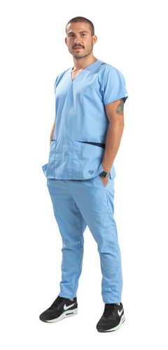 Ambo Medico Hombre Spandex Terzo Diseño Liso Celeste Spx