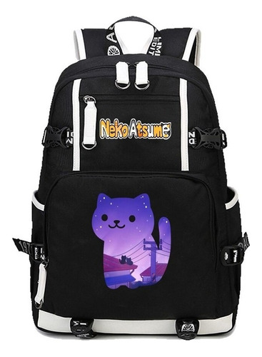 Juego Neko Atsume Lindo Gato Mochila Escolar Gato Patio Tras