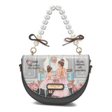 Bolsa De Mano Nicole Lee Estampada Con Asa De Acrilico Fw22 Color Double Queens