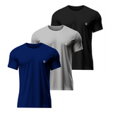 Kit 3 Camisetas Dry Fit Tecido Furadinho Treino Anti Suor