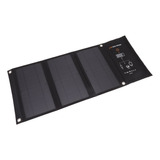 Panel Solar Plegable De 21 W Negro Con Carga De Teléfono Por