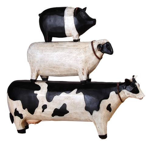 Figura Decorativa Cerdo Oveja Vaca 34x29cm