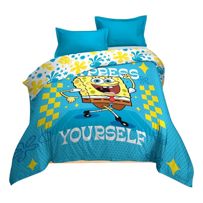Edredón Digital Sustentable Bob Sponja Yourself Color Verde | Envío gratis