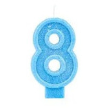 Vela Aniversário Glitter Basic Azul Número 8 - 01 Unid