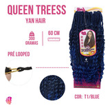 Cabelo Queen Tress Braids Tranças Pronta 300gr - Yan Hair Cor Preto Com Californiana Azul T1b/blue