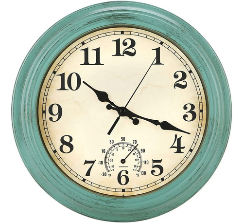 Reloj De Pared Retro Con Termometro, Vintage, Sin Tictac