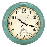 Reloj De Pared Retro Con Termometro, Vintage, Sin Tictac