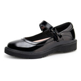 Zapatos Escolares Negros Con Lazo Oxford Mary Jane Flats