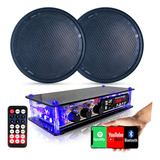 Kit Som Ambiente 2 Arandelas Pretas 6'' C/ Receiver Bt