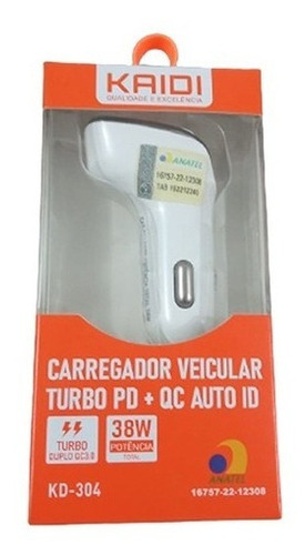 Carregador Veicular Turbo 3 Entradas 1 Tipo C +2 Usb 