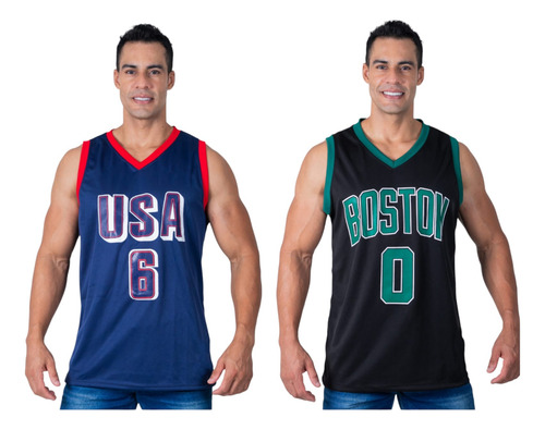 Kit 2 Regatas Masculinas Basquete Treino Academia