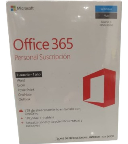 Microsoft Office 365 Personal Suscripción, 1 Año, 