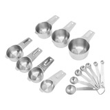 Juego De Tazas Y Cucharas Medidoras De Metal, 14 Piezas, Ace