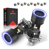 2pc Faros Led H4 5 Colores Ojo De Ángel Para Moto 8000lm 60w