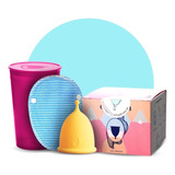 Copa Menstrual Cocoon Talle 1 + Vaso Est + Protector De Tela Color Celeste