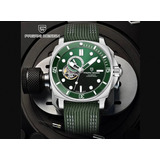 Relógio Automático 200m Pagani Design Máquina Seiko Nh39 Correia Verde Bisel Verde Fundo Verde