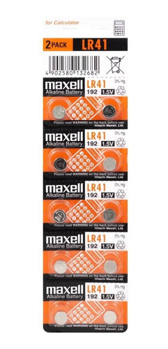 Pila Maxell Lr41 192 L736 G3a 1.5v Tipo Botón Pack De 10 Uds