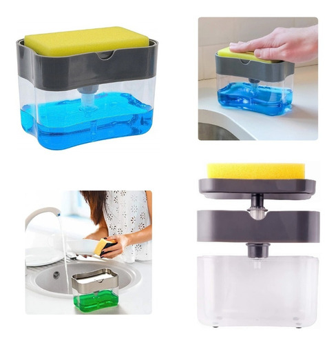 Dispensador De Jabon Liquido Lavaplatos Con Esponja Cocina