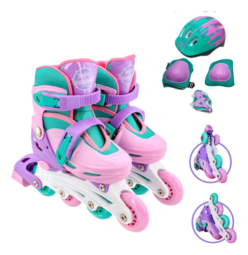 Patins In Line Roller Infantil 4 Rodas Ajustavel34-38 Menino