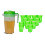 Set Jarra  C/tapa 2l + 12 Vasos Tuttifrutti 983 Colombraro 