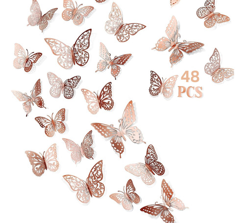 Calcomanía De Pared Con Diseño De Mariposa 3d, 48 Uds