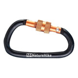 Chaveiro Mosquetão Com Fechadura Naturehike Em Forma De D, 8 Cm, Cor Preta