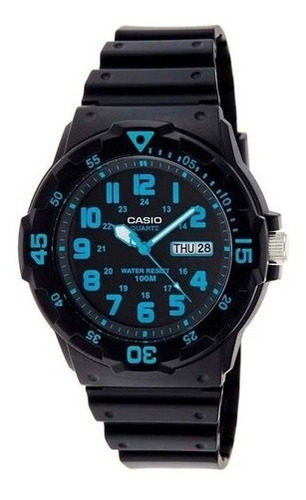 Reloj Casio Mrw200 Caucho Azul - Fechador - Original Color De La Correa Negro Color Del Bisel Negro Color Del Fondo Negro