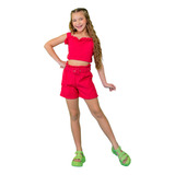 Conjunto Infantil Menina Feminino Blogueira Short Croped