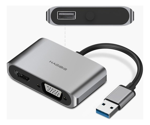 Adaptador Hagibis Usb 3.0 A Hdmi Vga Usb Windows Mac Duplica Extiende Pantalla