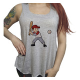 Musculosa Dama Chico Jugando Baseball Deporte M1