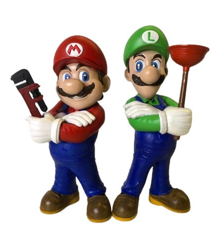  Boneco Super Mario E Luigi , Impressão 3d, Resina 20cm