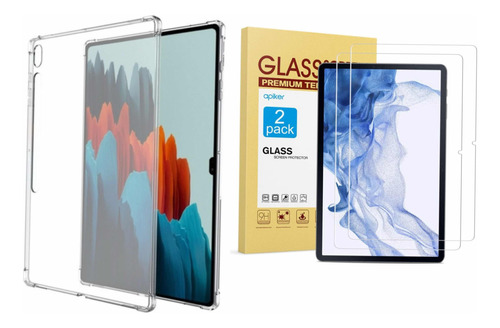 Carcasa Transparente Para Samsung Tab S7 Fe + Pack Láminas