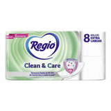 Papel Higiénico Regio Clean & Care 8 Rollos 300 Hojas Dobles