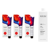  Kit X3 Tinturas Coloración Tec Italy 90ml + Loción Tono Opcional