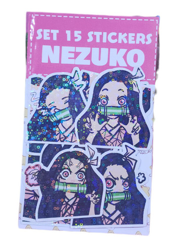 Set De Stickers Nezuko Holograficos Kawaii