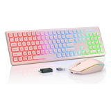 Combo Teclado Y Mouse Inalámbricos: Retroiluminación Rgb, E