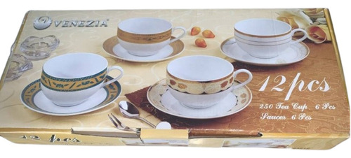 Juego De Tazas De Té Y Café De Porcelana Venezia 12 Piezas