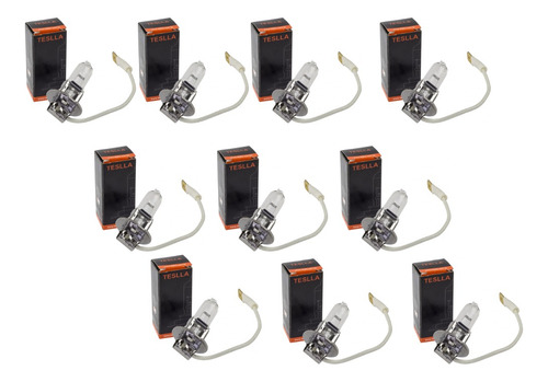 Kit Com 10 Lâmpadas Teslla H3 12v 55w Pk22s Com Inmetro