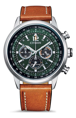 Reloj Citizen Hombre Ca4470-15x Crono Eco Drive M Color De La Malla Marrón Color Del Bisel Plateado Color Del Fondo Verde