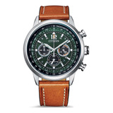 Reloj Citizen Hombre Ca4470-15x Crono Eco Drive M Color De La Malla Marrón Color Del Bisel Plateado Color Del Fondo Verde