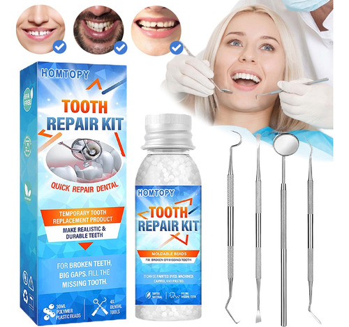 Kit De Dientes Postizos Temporal Falsos Reparación Dental