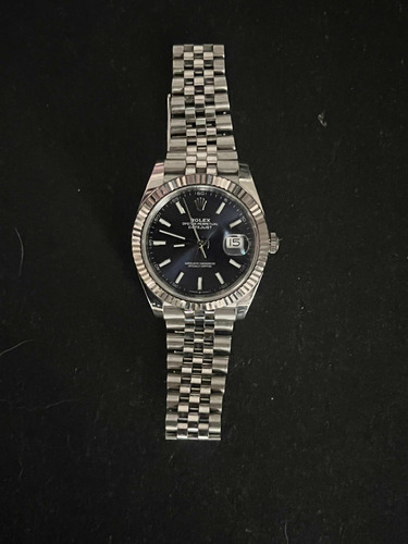 Relógio Rolex Datejust, 41mm, Azul, Bezel Ouro Branco 126334