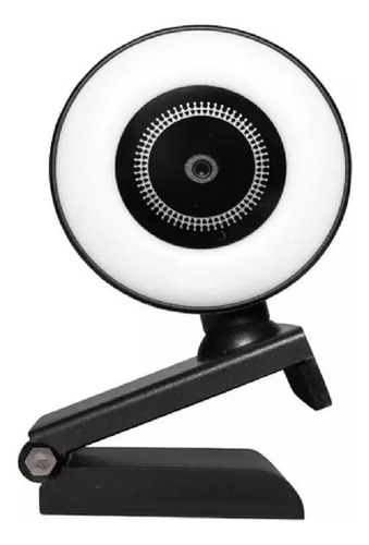 Webcam 1080p Anel Luz Led Microfone Ring Light Usb Giratória