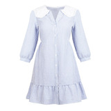 984-33 Vestido Azul/blanco