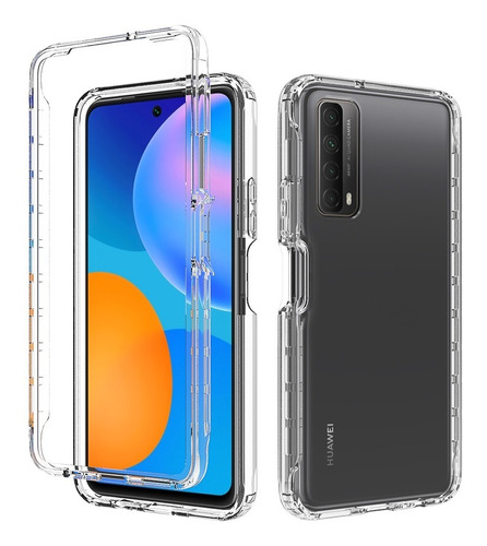 Funda 2 En 1 Rudo Para Modelos Huawei Bicolor Transparente